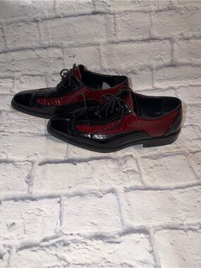 Black and Burgundy Wingtip Oxford Dress Shoes